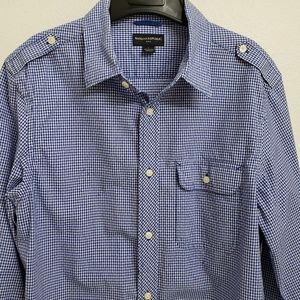 Banana Republic Long Sleeve Blue Check Shirt Large